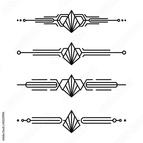 Art deco line border. Modern arabic gold frames, decorative lines borders and geometric golden label frame vector design elements