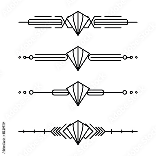 Art deco line border. Modern arabic gold frames, decorative lines borders and geometric golden label frame vector design elements