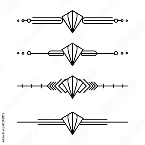 Art deco line border. Modern arabic gold frames, decorative lines borders and geometric golden label frame vector design elements