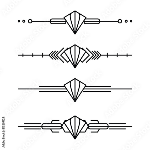 Art deco line border. Modern arabic gold frames, decorative lines borders and geometric golden label frame vector design elements