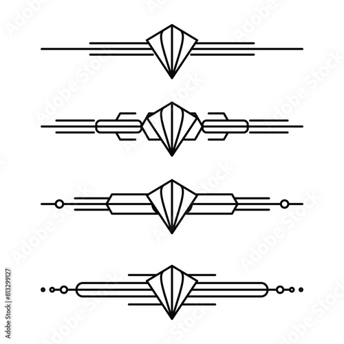 Art deco line border. Modern arabic gold frames, decorative lines borders and geometric golden label frame vector design elements