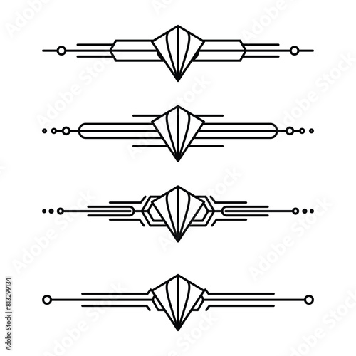 Art deco line border. Modern arabic gold frames, decorative lines borders and geometric golden label frame vector design elements