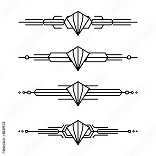 Art deco line border. Modern arabic gold frames, decorative lines borders and geometric golden label frame vector design elements