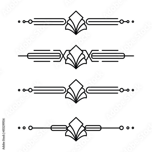 Art deco line border. Modern arabic gold frames, decorative lines borders and geometric golden label frame vector design elements