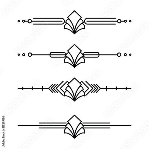 Art deco line border. Modern arabic gold frames, decorative lines borders and geometric golden label frame vector design elements