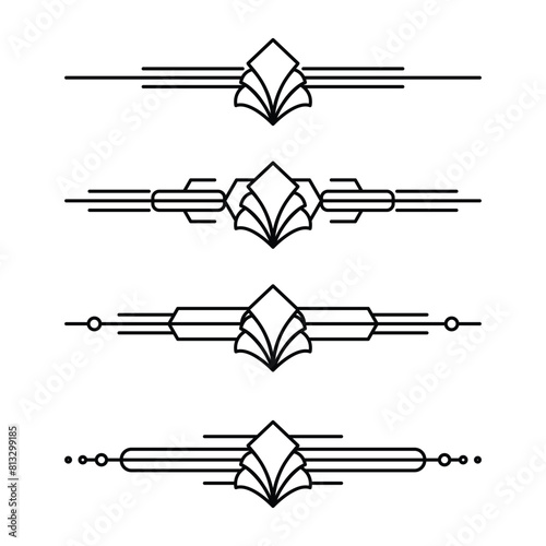 Art deco line border. Modern arabic gold frames, decorative lines borders and geometric golden label frame vector design elements