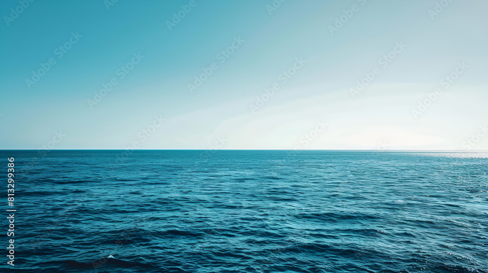 Obraz premium Pure blue sky with white clouds and ocean horizon ,generative ai