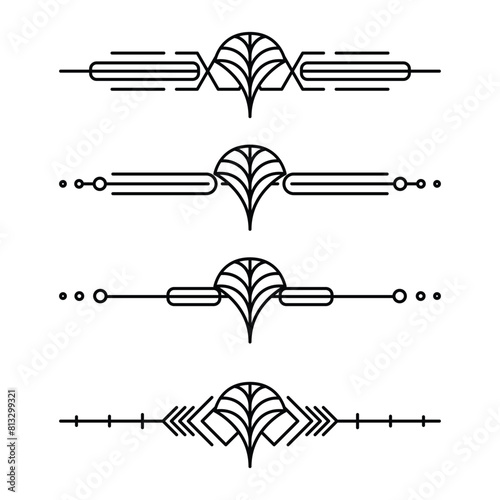 Art deco line border. Modern arabic gold frames, decorative lines borders and geometric golden label frame vector design elements