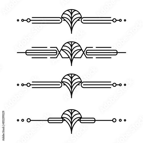 Art deco line border. Modern arabic gold frames, decorative lines borders and geometric golden label frame vector design elements