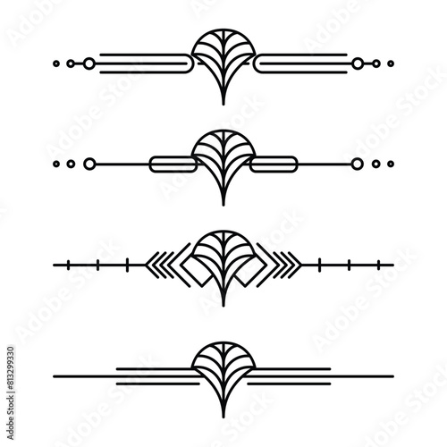 Art deco line border. Modern arabic gold frames, decorative lines borders and geometric golden label frame vector design elements