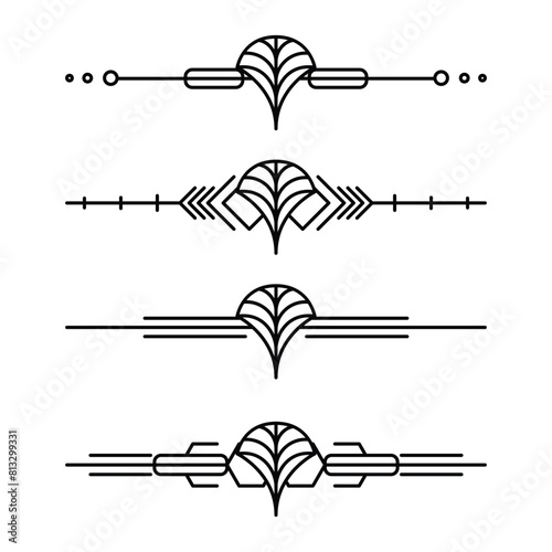Art deco line border. Modern arabic gold frames, decorative lines borders and geometric golden label frame vector design elements