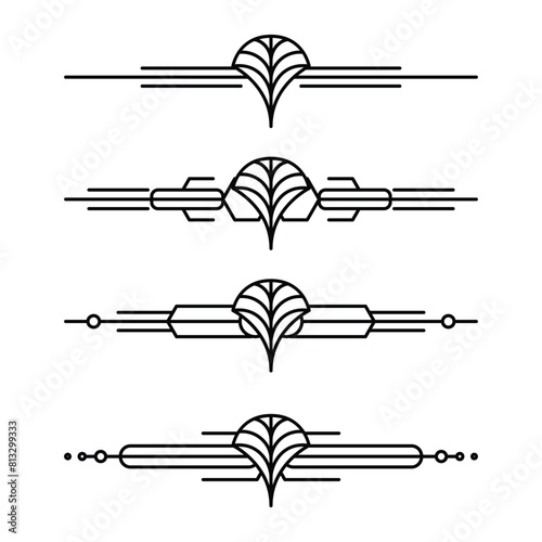 Art deco line border. Modern arabic gold frames, decorative lines borders and geometric golden label frame vector design elements