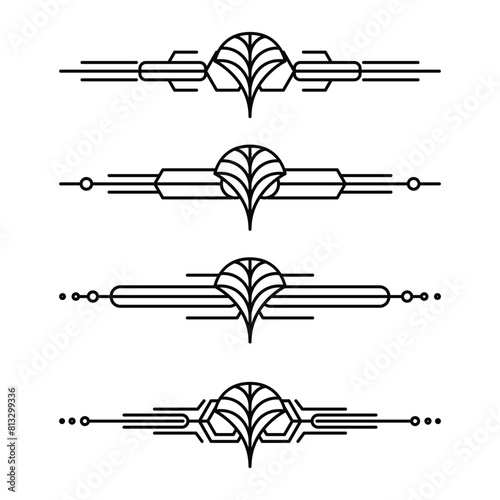 Art deco line border. Modern arabic gold frames, decorative lines borders and geometric golden label frame vector design elements