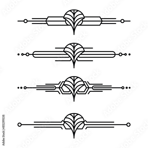 Art deco line border. Modern arabic gold frames, decorative lines borders and geometric golden label frame vector design elements