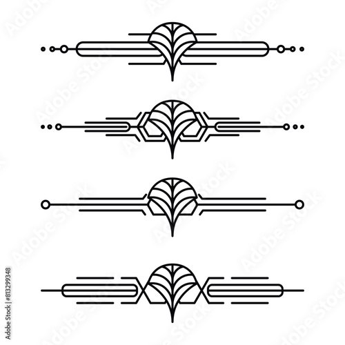 Art deco line border. Modern arabic gold frames, decorative lines borders and geometric golden label frame vector design elements