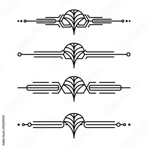 Art deco line border. Modern arabic gold frames, decorative lines borders and geometric golden label frame vector design elements