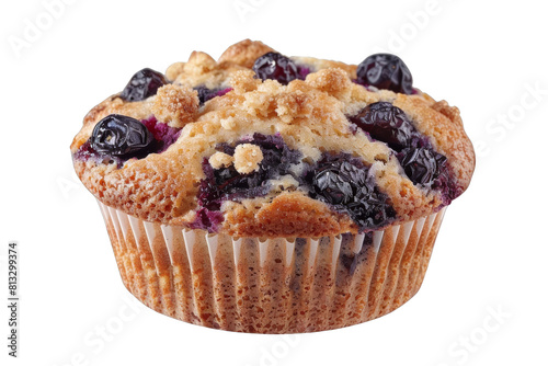 A delicious blueberry muffin with a golden crust, perfect for breakfast or a snack.