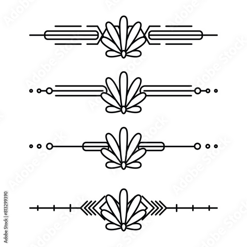Art deco line border. Modern arabic gold frames, decorative lines borders and geometric golden label frame vector design elements