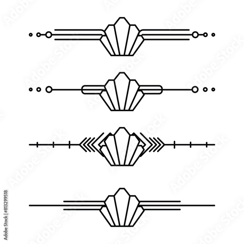 Art deco line border. Modern arabic gold frames, decorative lines borders and geometric golden label frame vector design elements