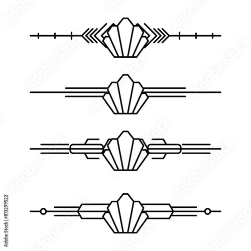 Art deco line border. Modern arabic gold frames, decorative lines borders and geometric golden label frame vector design elements