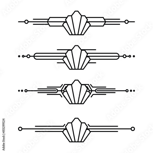 Art deco line border. Modern arabic gold frames, decorative lines borders and geometric golden label frame vector design elements