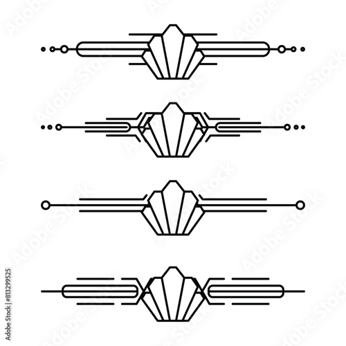 Art deco line border. Modern arabic gold frames, decorative lines borders and geometric golden label frame vector design elements