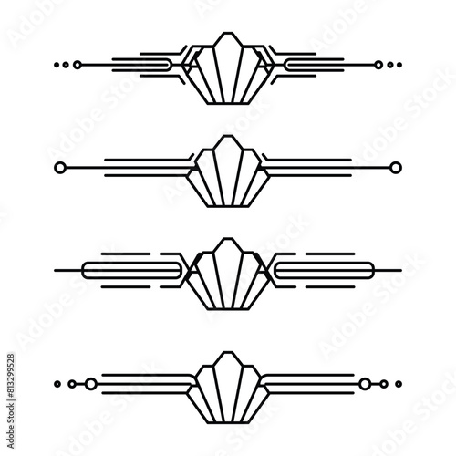 Art deco line border. Modern arabic gold frames, decorative lines borders and geometric golden label frame vector design elements