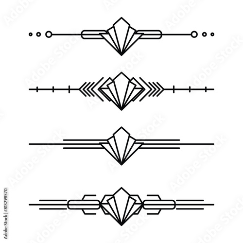 Art deco line border. Modern arabic gold frames, decorative lines borders and geometric golden label frame vector design elements