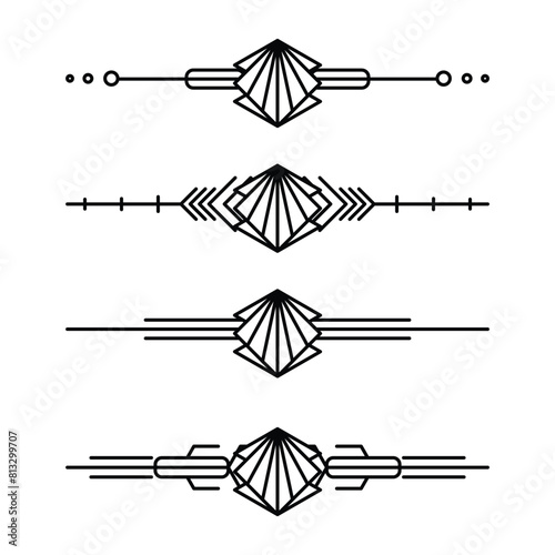 Art deco line border. Modern arabic gold frames, decorative lines borders and geometric golden label frame vector design elements