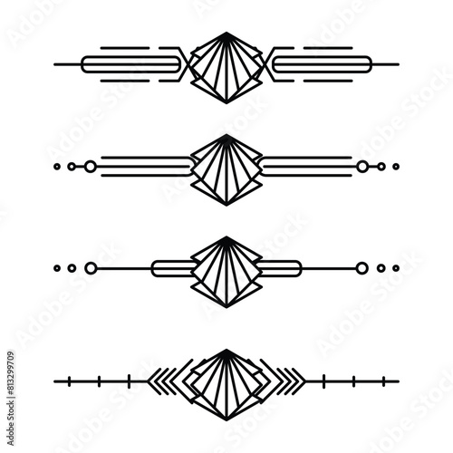 Art deco line border. Modern arabic gold frames, decorative lines borders and geometric golden label frame vector design elements