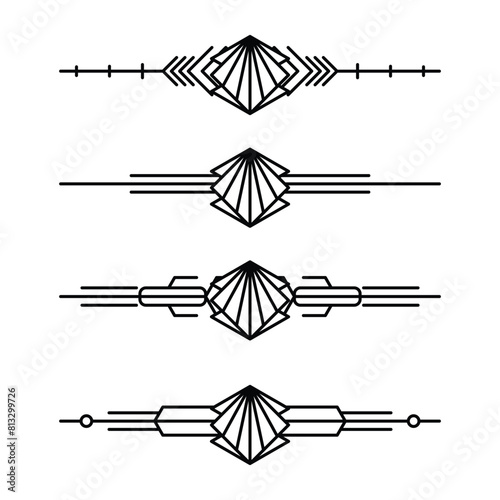 Art deco line border. Modern arabic gold frames, decorative lines borders and geometric golden label frame vector design elements