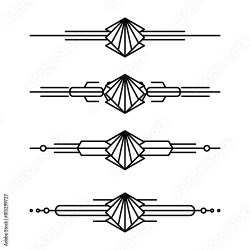 Art deco line border. Modern arabic gold frames, decorative lines borders and geometric golden label frame vector design elements