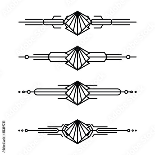 Art deco line border. Modern arabic gold frames, decorative lines borders and geometric golden label frame vector design elements