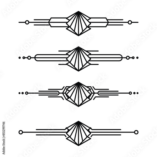Art deco line border. Modern arabic gold frames, decorative lines borders and geometric golden label frame vector design elements