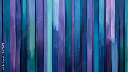 A painting featuring vertical stripes in shades of purple, blue, and green creating a visually striking pattern, background