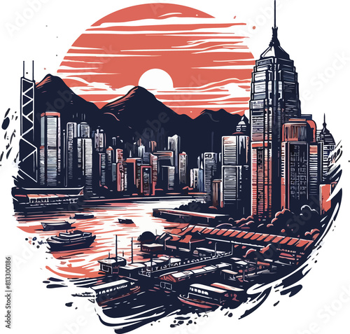 Hong Kong illustration created by artificial intelligence.
