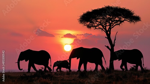 elephants at sunset , Elephants sunset safari 