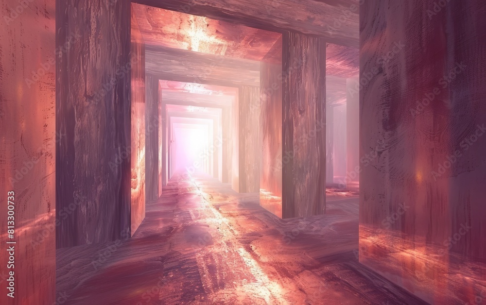 Mystical glowing pink corridor. Mystical glowing pink corridor.