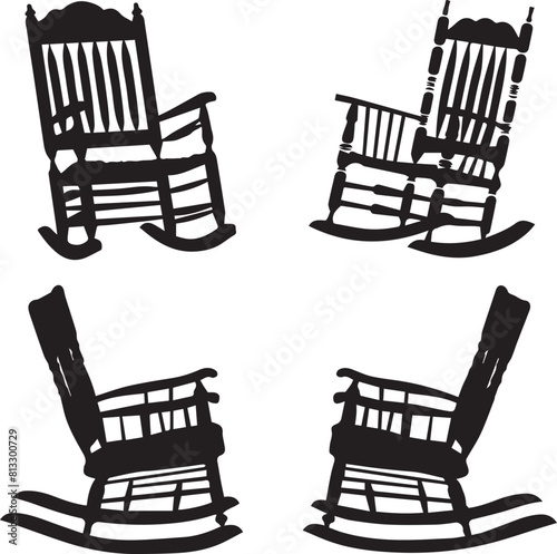 Rocking Chair silhouette set vector design