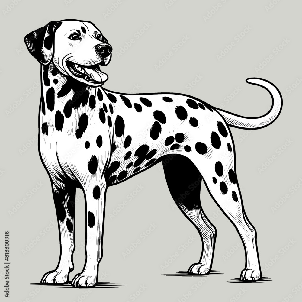 Cute Dalmatian in full-body, hand drawn sketch. Vector illustration. Cute Dalmatian in full-body, hand drawn sketch. Vector illustration.