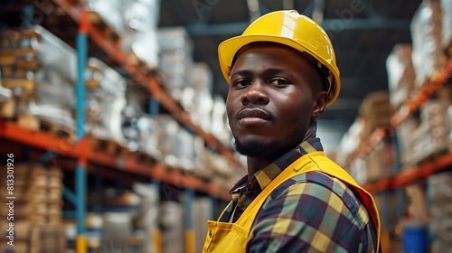 Portrait of African American worker in warehouse, International export business concept © Sci-Tech