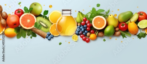 food ingredients and fruits, fresh vegetables diet concept