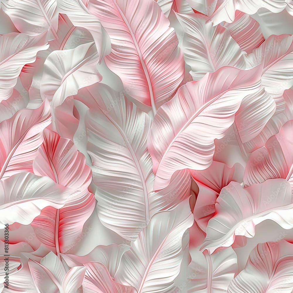 white pink tropical leaves 3d effect wall texture , tropical leaves wallpaper white pink tropical leaves 3d effect wall texture , tropical leaves wallpaper