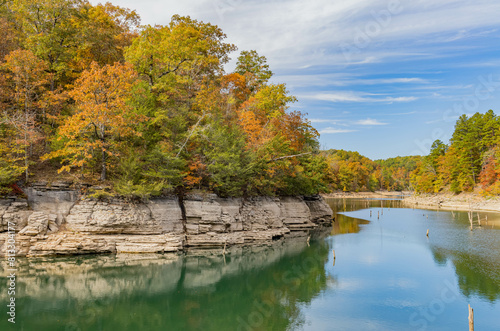 Obraz na płótnie Sunny view of the beautiful fall color of Hobbs State Park-Conservation Area w salonie