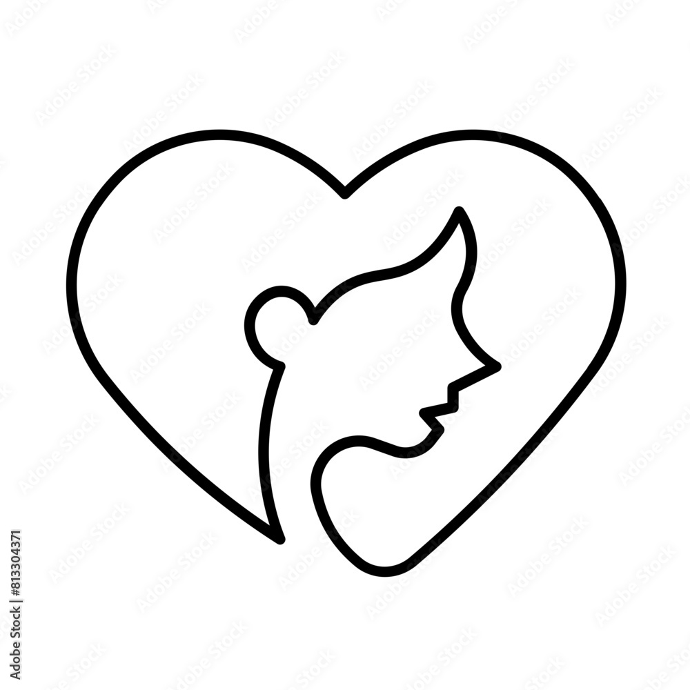Female Icon With Thin Line Style Female Icon With Thin Line Style