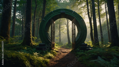 portals in green forest