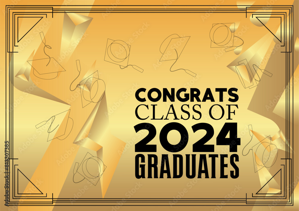 Vetor de Black and gold class of 2024 Graduation design template ...