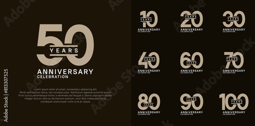 anniversary logotype vector set with brown color for special celebration