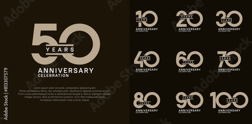 anniversary logotype vector set with brown color for special celebration