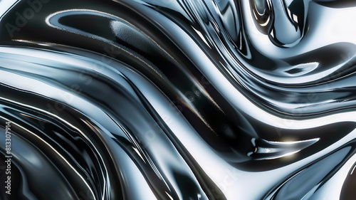 curved abstract metallic futuristic fluid chrome background © rafliand